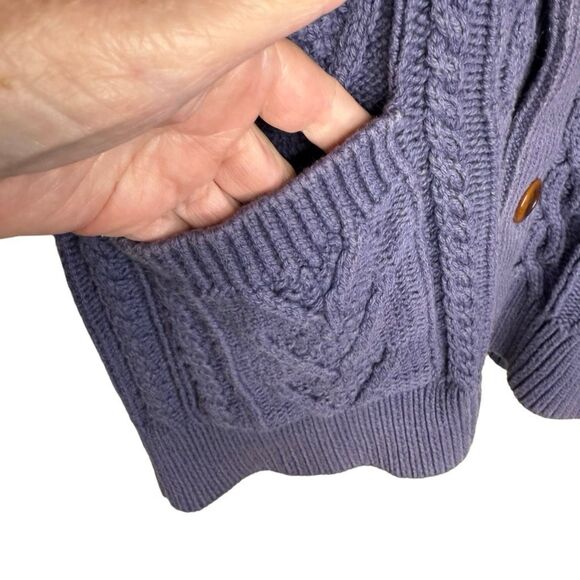 J. Crew Cotton Cable knit Shawl Collar Sweater Size L - Picture 6 of 15